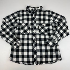 Five Brother Women's Size L Flannel Shirt Plaid Black Plaid Reinforced Bust